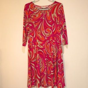 Susan Graver Hippie Long sleeve Dress Medium (Calf Length)